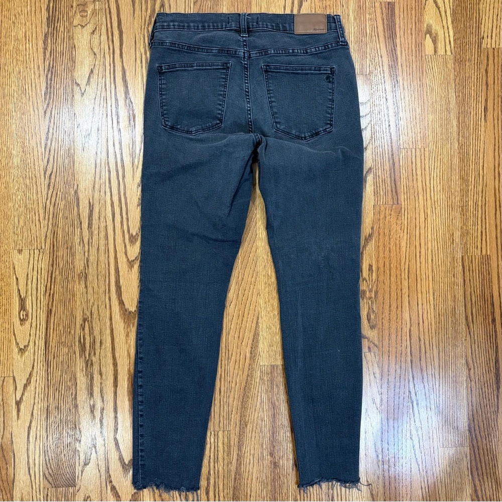 Madewell 9" High-Rise Skinny Raw Hem Black Wash Denim Jeans - Picture 6 of 14